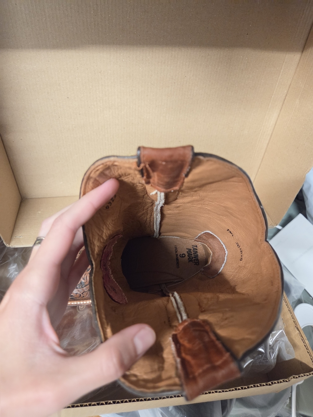 Tanner Mark Embroidered Brown Women's Western Cowboy Boots - Picture 4 of 5